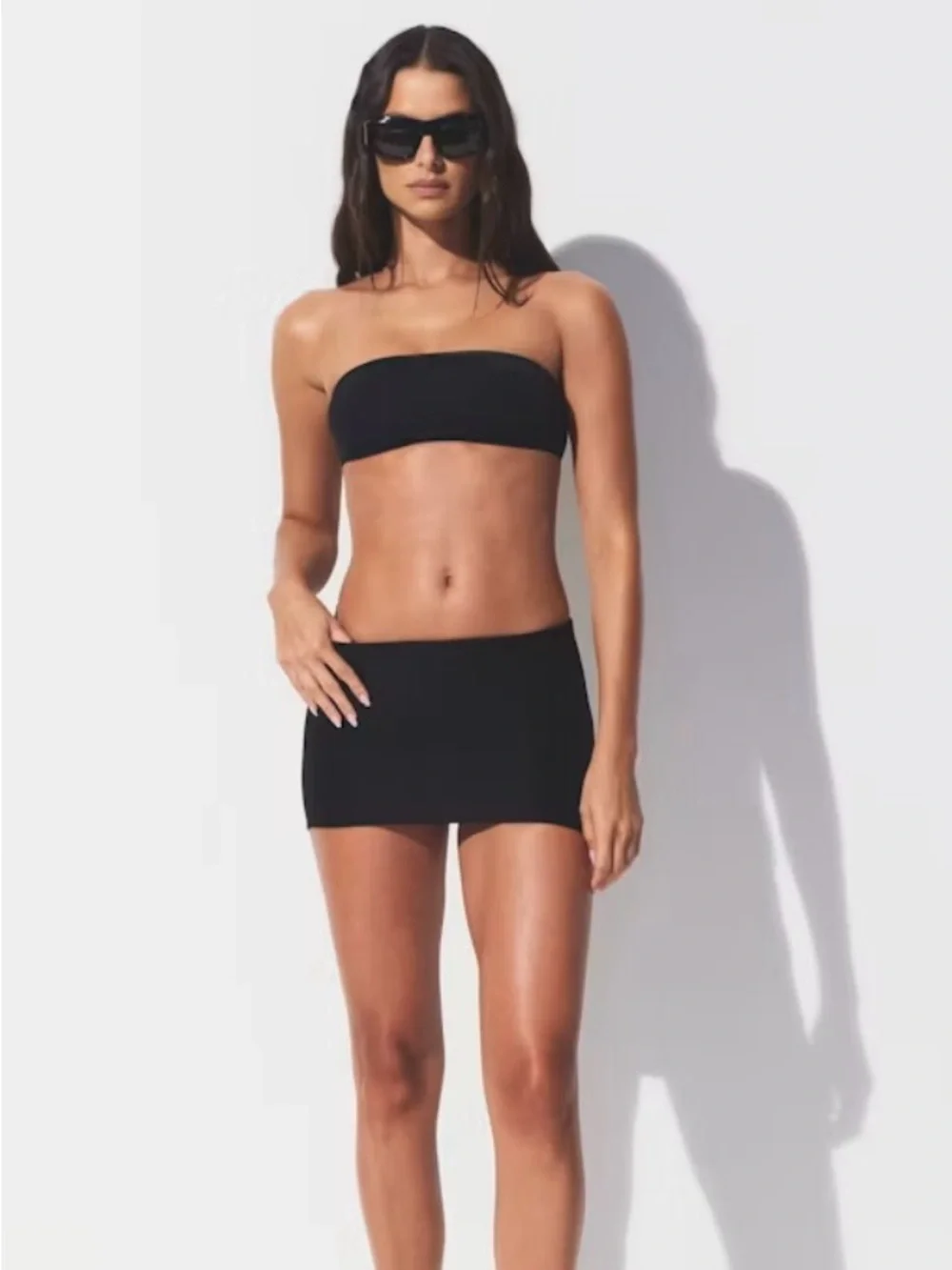 SKIMS Convertible Bikini to Strapless One-Piece Swimsuit Sz S - Obsidian NWT